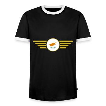 Ich liebe Zypern, Eleganz Stil Design T-Shirt - Männer Kontrast-T-Shirt - Schwarz/Weiß - Vorne - AI Model Female 172 light (172cm) & AI Model Male 178 light (178cm)