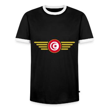 J’aime la Tunisie, T-shirt design style élégance - T-shirt contrasté Homme - noir/blanc - Devant - AI Model Female 172 light (172cm) & AI Model Male 178 light (178cm)