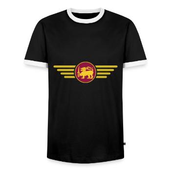 J’aime le Sri Lanka, T-shirt design de style élégance - T-shirt contrasté Homme - noir/blanc - Devant - AI Model Female 172 light (172cm) & AI Model Male 178 light (178cm)