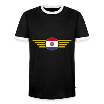 I Love Paraguay, Elegance Style Design T-Shirt - Men's Ringer Shirt - black/white - Front - AI Model Female 172 light (172cm) & AI Model Male 178 light (178cm)