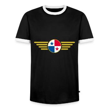 Ich liebe Panama, Eleganz Stil Design T-Shirt - Männer Kontrast-T-Shirt - Schwarz/Weiß - Vorne - AI Model Female 172 light (172cm) & AI Model Male 178 light (178cm)