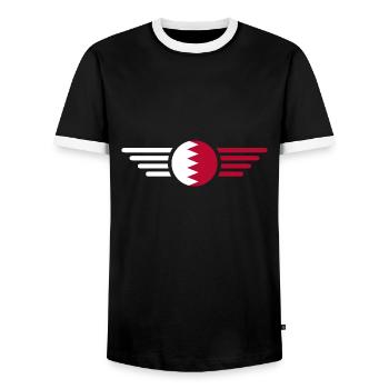 J’aime Bahreïn, T-shirt design de style élégance - T-shirt contrasté Homme - noir/blanc - Devant - AI Model Female 172 light (172cm) & AI Model Male 178 light (178cm)