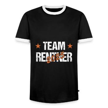 Rentner 2025 - Männer Kontrast-T-Shirt - Schwarz/Weiß - Vorne - AI Model Female 172 light (172cm) & AI Model Male 178 light (178cm)