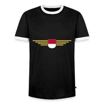 Indonesia Jakarta Fan Outfit Design T Shirt - Men's Ringer Shirt - black/white - Front - AI Model Female 172 light (172cm) & AI Model Male 178 light (178cm)