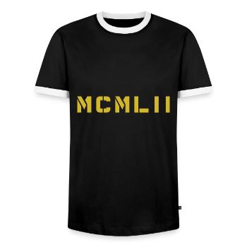 Chiffre romain année de naissance Fabriqué en 1952 - T-shirt contrasté Homme - noir/blanc - Devant - AI Model Female 172 light (172cm) & AI Model Male 178 light (178cm)
