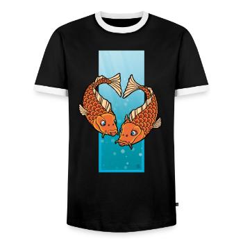 The Pisces-heart - Männer Kontrast-T-Shirt - Schwarz/Weiß - Vorne - AI Model Female 172 light (172cm) & AI Model Male 178 light (178cm)