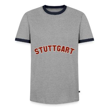 Stuttgart College Capital Tourist Germany - Men's Ringer Shirt - grey/navy  - Front - AI Model Female 172 light (172cm) & AI Model Male 178 light (178cm)