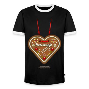 Bier T-Shirt Design Unterhopft Lebkuchenherz - Männer Kontrast-T-Shirt - Schwarz/Weiß - Vorne - AI Model Female 172 light (172cm) & AI Model Male 178 light (178cm)