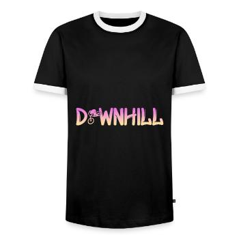 Downhill mit Biker - Männer Kontrast-T-Shirt - Schwarz/Weiß - Vorne - AI Model Female 172 light (172cm) & AI Model Male 178 light (178cm)