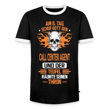 CALL CENTER AGENT - Männer Kontrast-T-Shirt - Schwarz/Weiß - Vorne - AI Model Female 172 light (172cm) & AI Model Male 178 light (178cm)