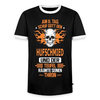 HUFSCHMIED - Männer Kontrast-T-Shirt - Schwarz/Weiß - Vorne - AI Model Female 172 light (172cm) & AI Model Male 178 light (178cm)