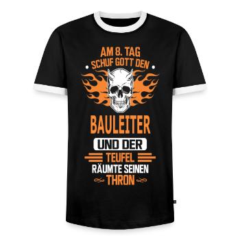 BAULEITER - Männer Kontrast-T-Shirt - Schwarz/Weiß - Vorne - AI Model Female 172 light (172cm) & AI Model Male 178 light (178cm)