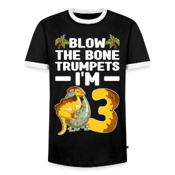 Dinosaurier Geschenke | Dino Kinder Geburtstage - Männer Kontrast-T-Shirt - Schwarz/Weiß - Vorne - AI Model Female 172 light (172cm) & AI Model Male 178 light (178cm)