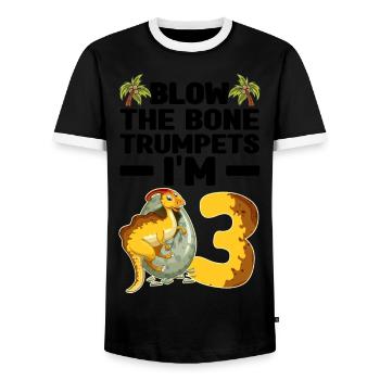 Dinosaurier Geschenke | Dino Kinder Geburtstage - Männer Kontrast-T-Shirt - Schwarz/Weiß - Vorne - AI Model Female 172 light (172cm) & AI Model Male 178 light (178cm)
