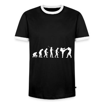 Evolution Martial Arts Karate Judo Martial Arts Bjj - Men's Ringer Shirt - black/white - Front - AI Model Female 172 light (172cm) & AI Model Male 178 light (178cm)