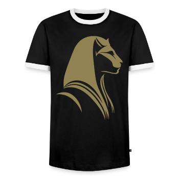 Chat Egypte Pharaon Silhouette - T-shirt contrasté Homme - noir/blanc - Devant - AI Model Female 172 light (172cm) & AI Model Male 178 light (178cm)