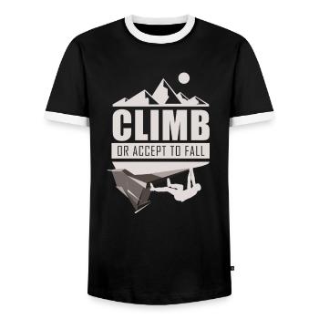 Climb Klettern Bouldern - Männer Kontrast-T-Shirt - Schwarz/Weiß - Vorne - AI Model Female 172 light (172cm) & AI Model Male 178 light (178cm)