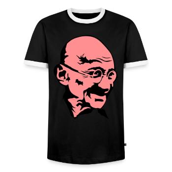 mahatma gandhi political leader face - Men's Ringer Shirt - black/white - Front - AI Model Female 172 light (172cm) & AI Model Male 178 light (178cm)