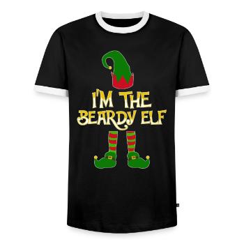 Beardy Elf - bearded secret Santa Christmas - Men's Ringer Shirt - black/white - Front - AI Model Female 172 light (172cm) & AI Model Male 178 light (178cm)
