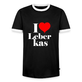 Leberkäse - Männer Kontrast-T-Shirt - Schwarz/Weiß - Vorne - AI Model Female 172 light (172cm) & AI Model Male 178 light (178cm)