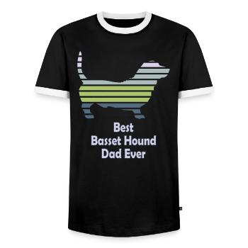 Best Basset Hound Dad Ever | Geschenk Basset Papa - Männer Kontrast-T-Shirt - Schwarz/Weiß - Vorne - AI Model Female 172 light (172cm) & AI Model Male 178 light (178cm)