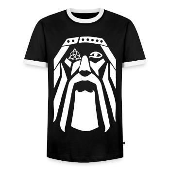 Guerrier viking (blanc) - T-shirt contrasté Homme - noir/blanc - Devant - AI Model Female 172 light (172cm) & AI Model Male 178 light (178cm)