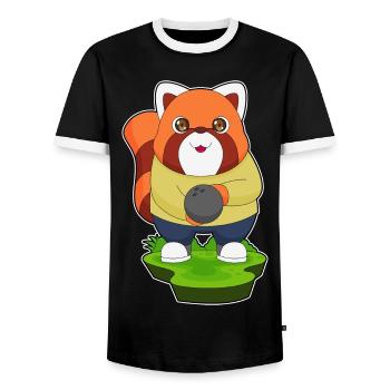 Panda roux Bowling Bowling Ball Sport - T-shirt contrasté Homme - noir/blanc - Devant - AI Model Female 172 light (172cm) & AI Model Male 178 light (178cm)