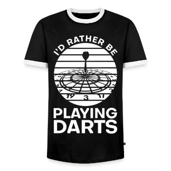 Ich würde lieber Darts spielen - Männer Kontrast-T-Shirt - Schwarz/Weiß - Vorne - AI Model Female 172 light (172cm) & AI Model Male 178 light (178cm)