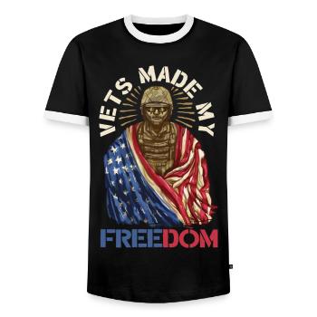 Veterans Day for Republicans - Men's Ringer Shirt - black/white - Front - AI Model Female 172 light (172cm) & AI Model Male 178 light (178cm)