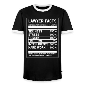 Lawyer Facts Funny Cool Attorney Gift T-Shirt - Men's Ringer Shirt - black/white - Front - AI Model Female 172 light (172cm) & AI Model Male 178 light (178cm)