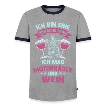 Frauen Motorrad Fahrerin Biker Girl Geschenk - Männer Kontrast-T-Shirt - Grau/Navy  - Vorne - AI Model Female 172 light (172cm) & AI Model Male 178 light (178cm)