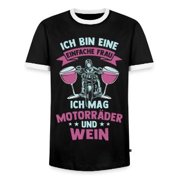 Frauen Motorrad Fahrerin Biker Girl Geschenk - Männer Kontrast-T-Shirt - Schwarz/Weiß - Vorne - AI Model Female 172 light (172cm) & AI Model Male 178 light (178cm)