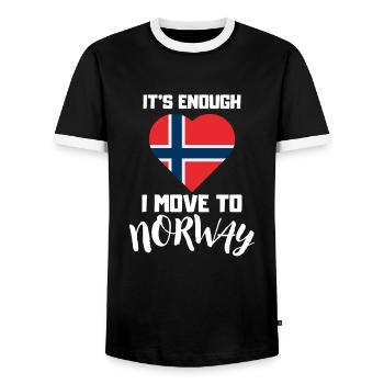 Norwegen Flagge Herz Lustiges Geschenk Norwegen - Männer Kontrast-T-Shirt - Schwarz/Weiß - Vorne - AI Model Female 172 light (172cm) & AI Model Male 178 light (178cm)