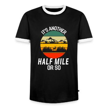 Retro Another half mile or so Hiking - Men's Ringer Shirt - black/white - Front - AI Model Female 172 light (172cm) & AI Model Male 178 light (178cm)
