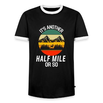 Only half a mile or so fun hiking - Men's Ringer Shirt - black/white - Front - AI Model Female 172 light (172cm) & AI Model Male 178 light (178cm)
