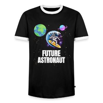 Surfing Planet Surfer Future Astronaut - Men's Ringer Shirt - black/white - Front - AI Model Female 172 light (172cm) & AI Model Male 178 light (178cm)