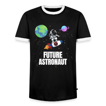 Galaxy Rocket Space Future Astronaut - Men's Ringer Shirt - black/white - Front - AI Model Female 172 light (172cm) & AI Model Male 178 light (178cm)