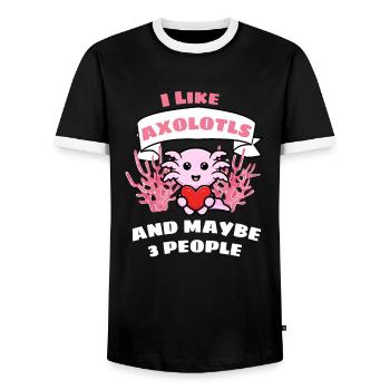 Tierliebhaber Amphibien Haustier Lustiges Axolotl - Männer Kontrast-T-Shirt - Schwarz/Weiß - Vorne - AI Model Female 172 light (172cm) & AI Model Male 178 light (178cm)