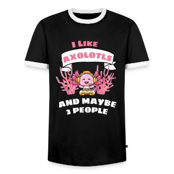 Gaming Salamander Lustiges Geschenk Gamer Axolotl - Männer Kontrast-T-Shirt - Schwarz/Weiß - Vorne - AI Model Female 172 light (172cm) & AI Model Male 178 light (178cm)