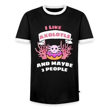 Salamander Tier Lustiges Geschenk Donut Axolotl - Männer Kontrast-T-Shirt - Schwarz/Weiß - Vorne - AI Model Female 172 light (172cm) & AI Model Male 178 light (178cm)