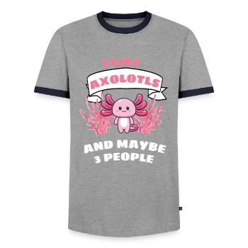 Salamandre Sweet Animal Cadeau Drôle Axolotl - T-shirt contrasté Homme - gris/marine  - Devant - AI Model Female 172 light (172cm) & AI Model Male 178 light (178cm)