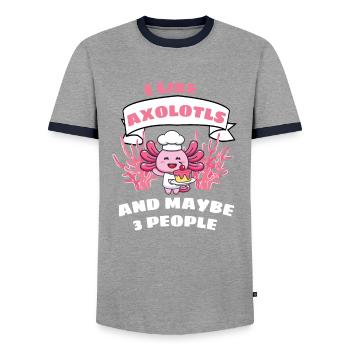 Tail Lurch Drôle Cadeau Boulanger Axolotl - T-shirt contrasté Homme - gris/marine  - Devant - AI Model Female 172 light (172cm) & AI Model Male 178 light (178cm)
