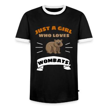 Nur ein Mädchen das Wombats liebt Zoo Tier Wombat - Männer Kontrast-T-Shirt - Schwarz/Weiß - Vorne - AI Model Female 172 light (172cm) & AI Model Male 178 light (178cm)