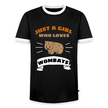 Zoo Animal Lovers Girl Gift Sweet Wombat - Men's Ringer Shirt - black/white - Front - AI Model Female 172 light (172cm) & AI Model Male 178 light (178cm)