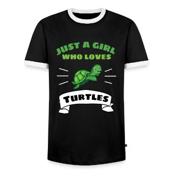 Tortue de mer Fille Cadeau Tortue - T-shirt contrasté Homme - noir/blanc - Devant - AI Model Female 172 light (172cm) & AI Model Male 178 light (178cm)