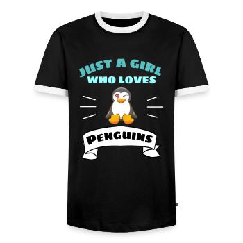 Antarctique Oiseau Zoo Animal Fille Cadeau Pingouin - T-shirt contrasté Homme - noir/blanc - Devant - AI Model Female 172 light (172cm) & AI Model Male 178 light (178cm)