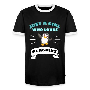 Animal Lovers Zoo Animal Girl Gift Penguin - Men's Ringer Shirt - black/white - Front - AI Model Female 172 light (172cm) & AI Model Male 178 light (178cm)