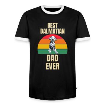 Best Dalmatian Papa Retro Dogs Dalmatian - Men's Ringer Shirt - black/white - Front - AI Model Female 172 light (172cm) & AI Model Male 178 light (178cm)