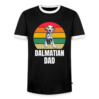 Dalmatian Papa Dogs Father's Day Gift Dalmatian - Men's Ringer Shirt - black/white - Front - AI Model Female 172 light (172cm) & AI Model Male 178 light (178cm)