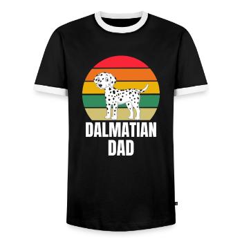 Dog Retro Dalmatian Dad - Men's Ringer Shirt - black/white - Front - AI Model Female 172 light (172cm) & AI Model Male 178 light (178cm)